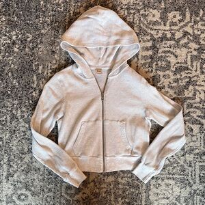 TNA Heathered Gray Hooded Zip-Up Jacket